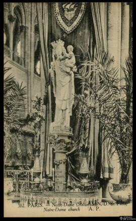 Tarjeta postal de la escultura de Notre-Dame en la Catedral de Notre-Dame de París editada por Lé...