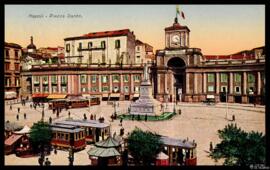 Tarjeta postal a color de la Piazza Dante de Nápoles editada por Ditta R. Zedda di Vincenzo Carca...