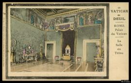 Tarjeta postal a color de vista interior de la Sala del Trono del Palacio del Vaticano en Roma ed...