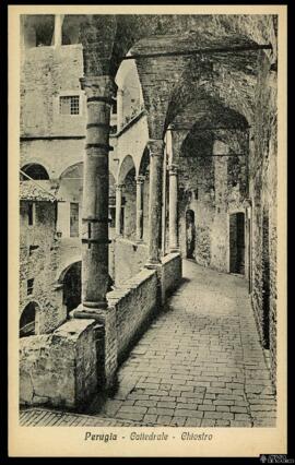 Tarjeta postal de vista interior del Claustro de la Catedral de Perugia editada por Augusto Zulia...