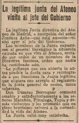 1930-02-12. La legítima Junta del Ateneo visita al jefe del Gobierno. El Liberal (Madrid)