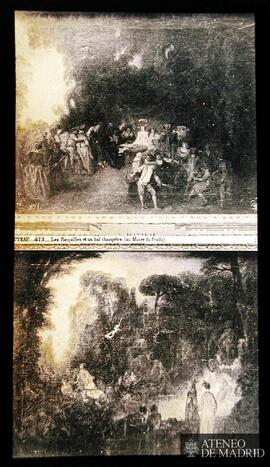 Madrid. Museo del Prado. 473. Watteau, Jean Antoine: "Capitulaciones de boda y bailes campes...