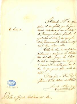 1847-10-25. Carta de Cirilo Álvarez Martínez