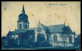 Tarjeta postal circulada de vista exterior de la Église Saint-Gilles de Abbeville