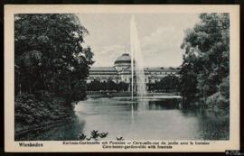 Tarjeta postal de vista panorámica de la Kurhaus en Wiesbaden editada por el van den Boogaart’s K...