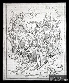 
"Coronación de la Virgen. Cuadro de Velázquez". 1843. "Galería de Pinturas. Escue...