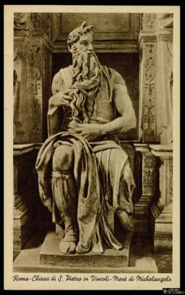 Tarjeta postal de la escultura del Moisés de Miguel Ángel en la Piazza di San Pietro in Vincoli d...
