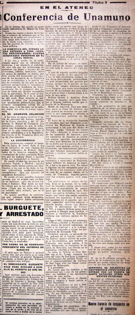 1931-03-29. Extracto de la conferencia de Unamuno sobre Bolívar. El Liberal (Madrid)