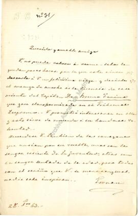 1863-02-28. Carta de Cecilia Böhl de Faber a Miguel Velarde