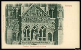 Tarjeta postal de detalle de la fachada de la Catedral de San Jorge Mártir de Ferrara editada por...