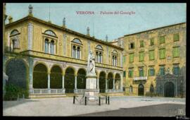 Tarjeta postla policromada de vista exterior de la Loggia del Consiglio de Verona editada por A. ...