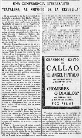 1931-05-15. Conferencia de Rafael Campaláns. Ahora (Madrid)