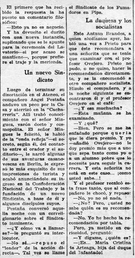 1931-12-24. Anécdota de Ángel Pestaña en la "Cacharrería" del Ateneo. Ahora (Madrid)