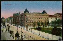 Tarjeta postal [de heliograbado a color] del edificio de Correos de Mannheim