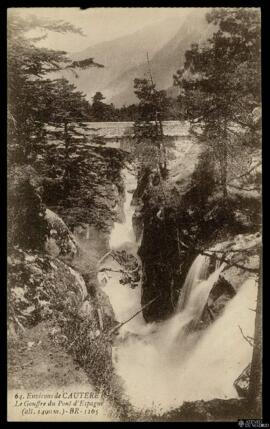 Tarjeta postal de vista del paisaje de las cataratas desde el Pont d’Espagne en los alrededores d...