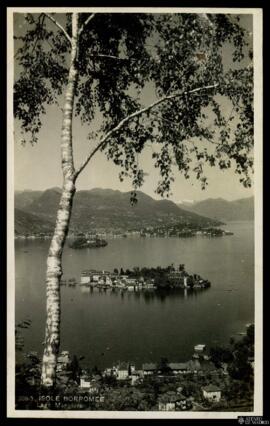 Tarjeta postal de vista panorámica de la Isola Madre, en el Lago Mayor de Italia, editada por Bru...