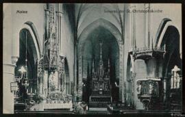 Tarjeta postal del interior de la St. Crhristophskirche en Maguncia editada por Ludwig Feist en l...