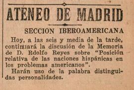 1931-12-22. Continúa la memoria de la Sección Iberoamericana, por Rodolfo Reyes. El Liberal (Madrid)