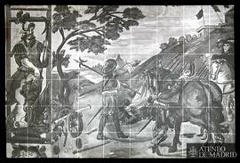 Cuadro de azulejos. Uno de los cuadros del friso del Ayuntamiento de Toledo, con escenas militare...