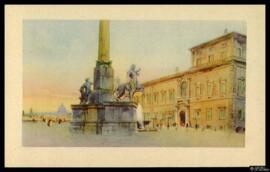 Tarjeta postal de ilustración a color de vista exterior del Palacio del Quirinal de Roma editada ...