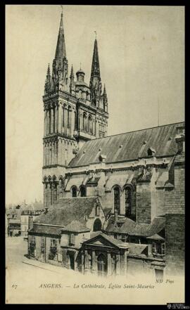 Tarjeta postal de vista exterior de la Catedral de San Mauricio en Angers editada por los  Neurde...