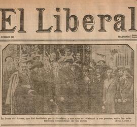 1930-02-13. Fotografía de la Junta del Ateneo, que ayer se reintegró a sus puestos. El Liberal (M...