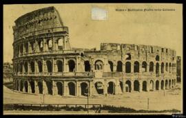 Tarjeta postal circulada de vista exterior del Coliseo de Roma editada por Cordari  & Ferrari...