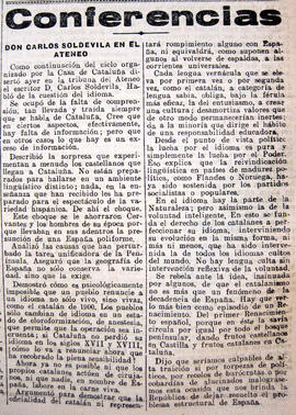 1931-06-05. Reseña de la conferencia de Carlos Soldevila. El Liberal (Madrid)