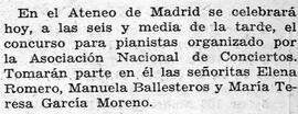 1931-04-19. Anuncio de concurso para pianistas. Ahora (Madrid)