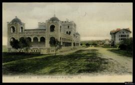 Tarjeta postal circulada a color del Casino y el Boulevard de la Plage de Hendaye editada por Lév...