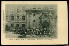 Tarjeta postal del evento de la llegada de Su Alteza Real el Príncipe Regente para la apertura de...