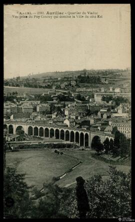 Tarjeta postal de vista panorámica del barrio del Viaducto de Aurillac desde el mirador de Puy Co...