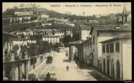 Tarjeta postal de vista panorámica de Fiesole y el Convento de Santo Domingo o Il Conventino en l...