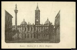 Tarjeta postal de vista exterior de la Basílica de Santa María la Mayor de Roma