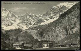 Tarjeta postal del paisaje de Macugnaga desde Pecetto Torinese con vista hacia el Gran Sillar y l...