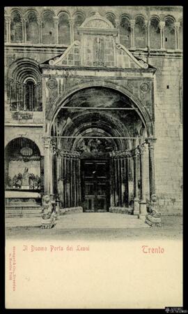 Tarjeta postal de la Puerta de los Leones de la Catedral de San Vigilio en Trento editada por Ste...