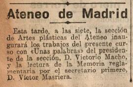 1930-06-07. Memoria de la Sección de Artes Plásticas, por Víctor Masriera. El Liberal (Madrid)