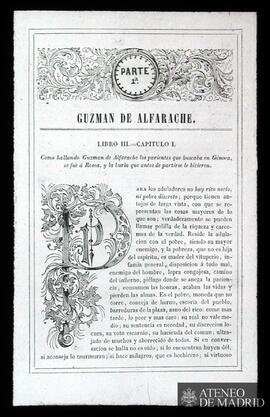 Primera página de la Parte 1.ª, Libro III, Cap. I de "Guzmán de Alfarache"