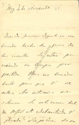 1861-11-04. Carta de Emilio Castelar a Jerónimo Amat