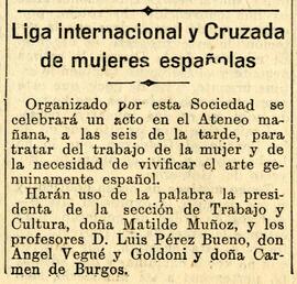 1931-12-03. Acto de la Liga internacional y Cruzada de mujeres españolas. El Liberal (Madrid)