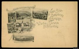Tarjeta postal publicitaria de la línea ferroviaria de alta velocidad Nord-Süd-Brenner Express, q...