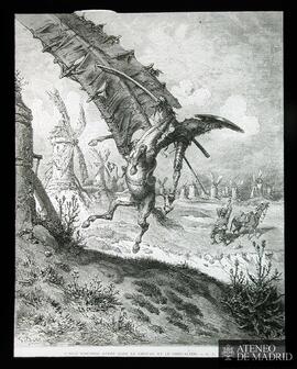 
Ilustración de "Don Quijote de la Mancha" por Gustave Doré: "L'aile emporte après...