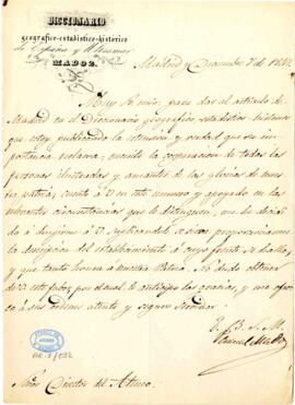 1847-12-07. Carta de Pascual Madoz