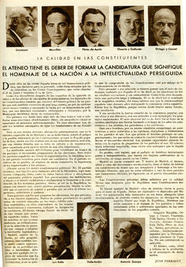 1931-06-12. El Ateneo, los intelectuales y las Cortes Constituyentes. Nuevo mundo (Madrid)