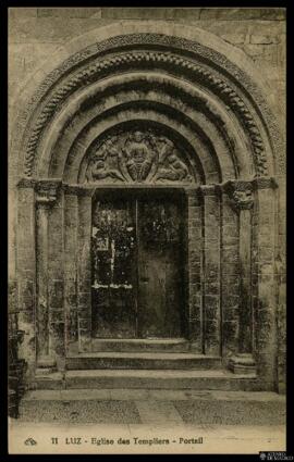Tarjeta postal de vista exterior del portal de la Iglesia de los Templarios o Église des Templier...