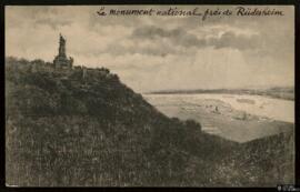 Tarjeta postal de vista panorámica del monumento nacional cerca de Rüdesheim editada por el Verla...