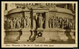 Tarjeta postal de la Tumba del soldado desconocido o Tomba del Milite Ignoto en el Monumento a Ví...
